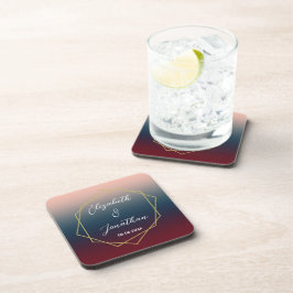 Burgundy Navy Blush Ombre Geometric Wedding Bier Onderzetter