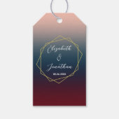Burgundy Navy Blush Ombre Geometric Wedding Cadeaulabel (Voorkant)
