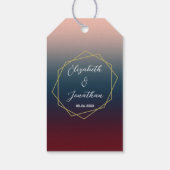 Burgundy Navy Blush Ombre Geometric Wedding Cadeaulabel (Achterkant)