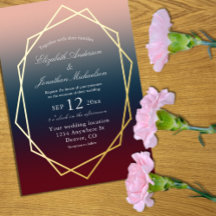 Burgundy Navy Blush Ombre Geometric Wedding