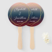 Burgundy Navy Blush Ombre Geometric Wedding Handwaaier (Voorkant en achterkant)
