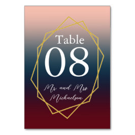 Burgundy Navy Blush Ombre Geometric Wedding Kaart