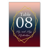 Burgundy Navy Blush Ombre Geometric Wedding Kaart (Achterkant)