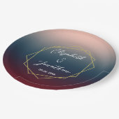 Burgundy Navy Blush Ombre Geometric Wedding Papieren Bordje (Gekanteld)