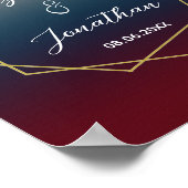 Burgundy Navy Blush Ombre Geometric Wedding Poster (Hoek)