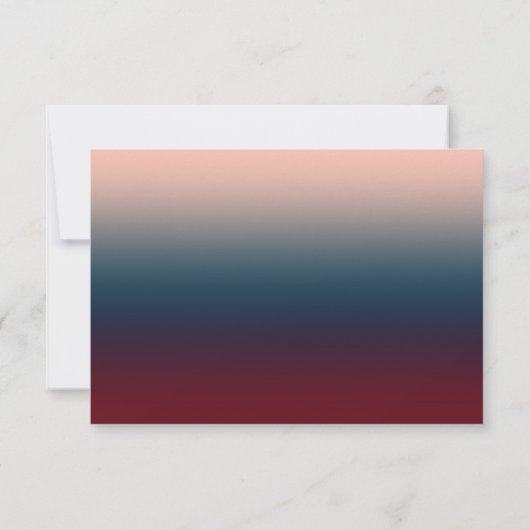 Burgundy Navy Blush Ombre Geometric Wedding RSVP Kaartje (Achterkant)