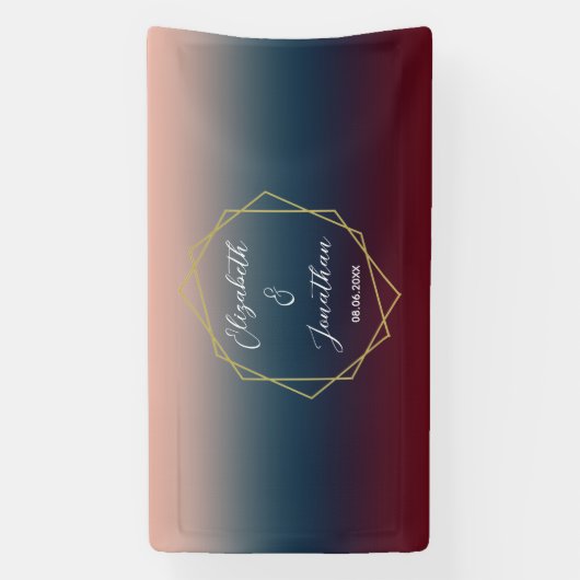 Burgundy Navy Blush Ombre Geometric Wedding Spandoek (Verticaal)