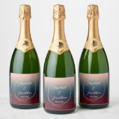 Burgundy Navy Blush Ombre Geometric Wedding Sparkling Wijnetiket (Flessen)