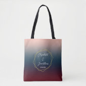 Burgundy Navy Blush Ombre Geometric Wedding Tote Bag (Voorkant)