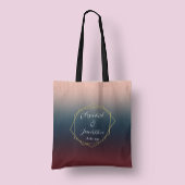 Burgundy Navy Blush Ombre Geometric Wedding Tote Bag