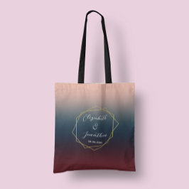 Burgundy Navy Blush Ombre Geometric Wedding Tote Bag