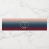 Burgundy Navy Blush Ombre Geometric Wedding Waterfles Etiket (Enkel label)