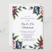 Burgundy Navy Blush Peony Bridesmaids Luncheon Kaart (Voorkant)
