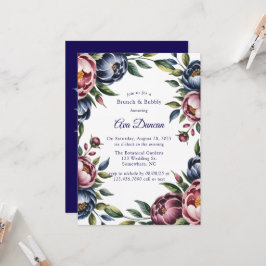 Burgundy Navy Blush Peony Brunch and Bubbly Kaart