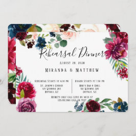 Burgundy Navy Blush Peony Rehearsal Dinner Kaart