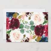 Burgundy Navy Blush Peony Wedding Bedankt voor je  Kaart (Achterkant)