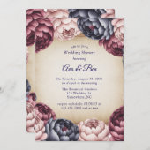 Burgundy Navy Blush Peony Wedding Shower Kaart (Voorkant / Achterkant)