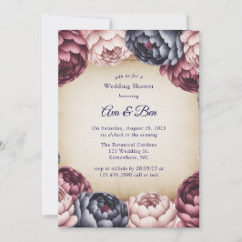 Burgundy Navy Blush Peony Wedding Shower Kaart