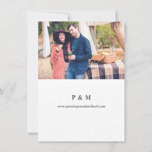 Burgundy, Navy & Blush Pink Floral Foto Save The Date (Achterkant)