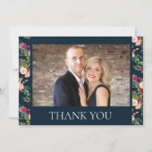 Burgundy Navy Blush Pink Floral Weddenschap Bedank Bedankkaart (Voorkant)