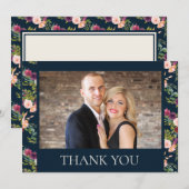 Burgundy Navy Blush Pink Floral Weddenschap Bedank Bedankkaart (Voorkant / Achterkant)