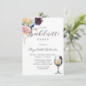 Burgundy Navy Blush Pink Peony Bachelorette Party Kaart (Staand voorkant)