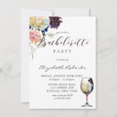 Burgundy Navy Blush Pink Peony Bachelorette Party Kaart (Voorkant)