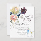 Burgundy Navy Blush Pink Peony Brunch & Bubble Inv Kaart (Voorkant)