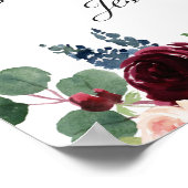 Burgundy Navy Blush Unplugged Wedding Ceremony Poster (Hoek)