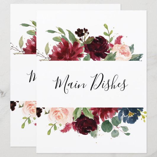 Burgundy Navy Blush Vrijgezellenfeest Recipe Divid (Voorkant / Achterkant)