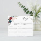 Burgundy Navy Blush Vrijgezellenfeest Recipe Kaart (Staand voorkant)