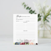 Burgundy Navy Blush Vrijgezellenfeest Recipkaart (Staand voorkant)