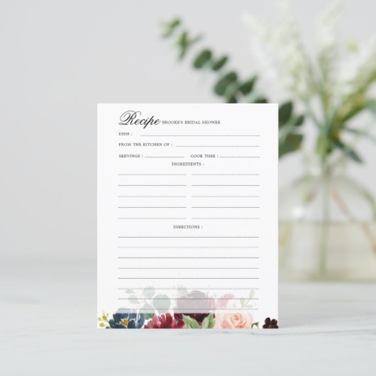 Burgundy Navy Blush Vrijgezellenfeest Recipkaart (Staand voorkant)