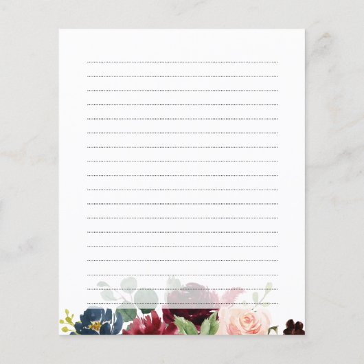 Burgundy Navy Blush Vrijgezellenfeest Recipkaart (Achterkant)