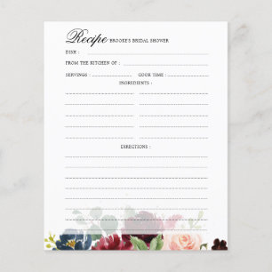 Burgundy Navy Blush Vrijgezellenfeest Recipkaart