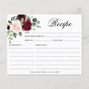 Burgundy Navy Blush Vrijgezellenfeest Recipkaart