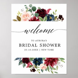 Burgundy Navy Blush Vrijgezellenfeest Welkom Poster