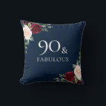 Burgundy & Navy, Blush Waterverf 90th Birthday Kussen<br><div class="desc">Burgundy & Navy,  Blush Waterverf 90th Birthday Gift Throw Cushion</div>
