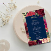 Burgundy Navy Blush Wedding Menu l Red Roses