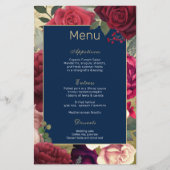 Burgundy Navy Blush Wedding Menu l Red Roses (Voorkant)