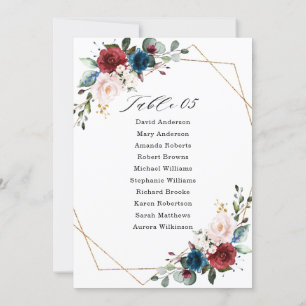 Burgundy Navy Blush Wedding Seating Chart Kaart