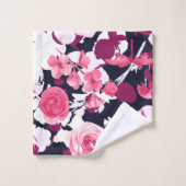 Burgundy Navy Blush White Modern Floral Pattern Bad Handdoek (Wasdoekje)