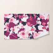 Burgundy Navy Blush White Modern Floral Pattern Bad Handdoek (Handdoek)