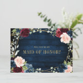 Burgundy Navy Blush word je gek van eer Kaart (Staand voorkant)