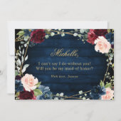 Burgundy Navy Blush word je gek van eer Kaart (Achterkant)