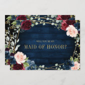 Burgundy Navy Blush word je gek van eer Kaart (Voorkant / Achterkant)