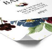 Burgundy & Navy Bruidsdouche Mimosa Bar Bord Poster (Hoek)