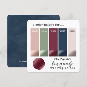 Burgundy & Navy Classic Wedding Color Palette Card Kaart