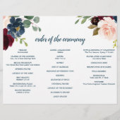 Burgundy Navy Drievoudig Vouwprogramma Huwelijk Flyer (Achterkant)