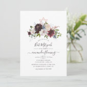 Burgundy, Navy en Blush Bat Mitzvah Kaart (Staand voorkant)